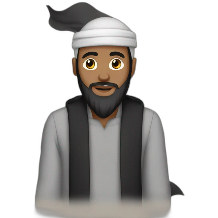 muslim man with a black flag emoji