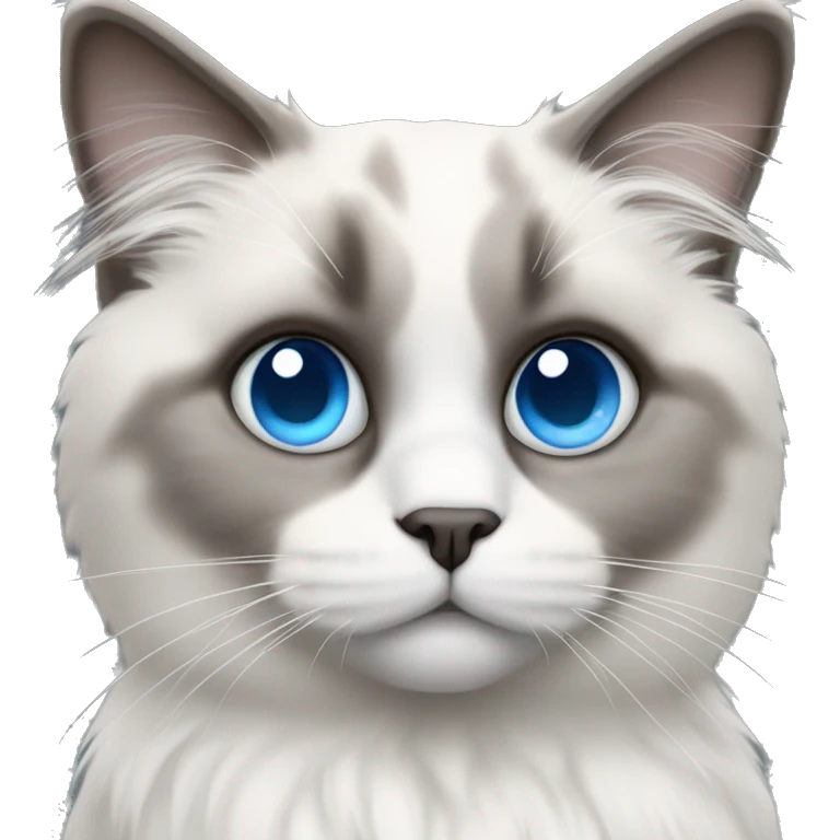 Ragdoll cat with blue eyes and a grey face that fades to white  emoji