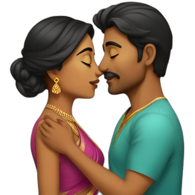 Indian couple kissing  emoji