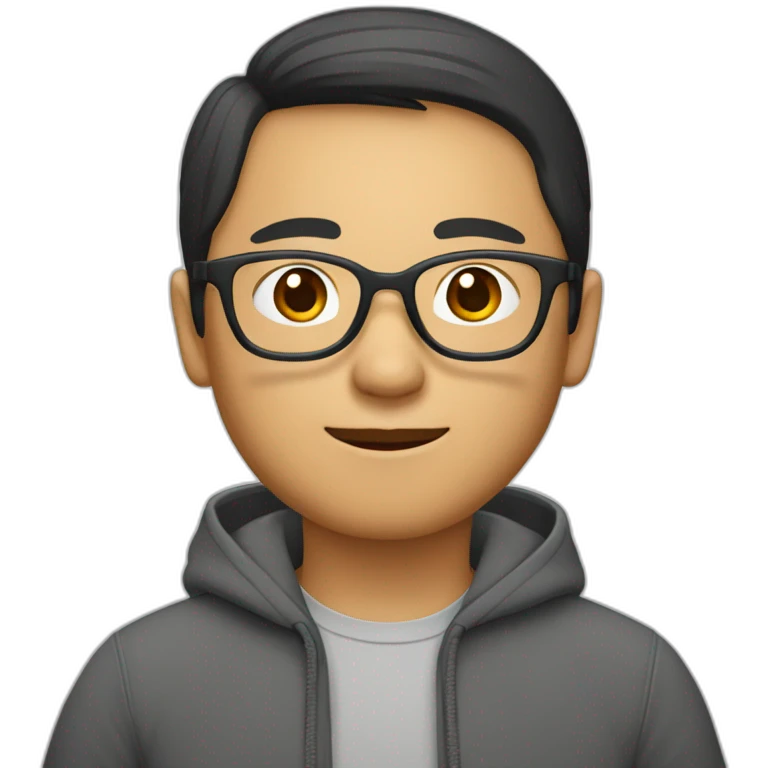 une asiatique brune à lunette emoji