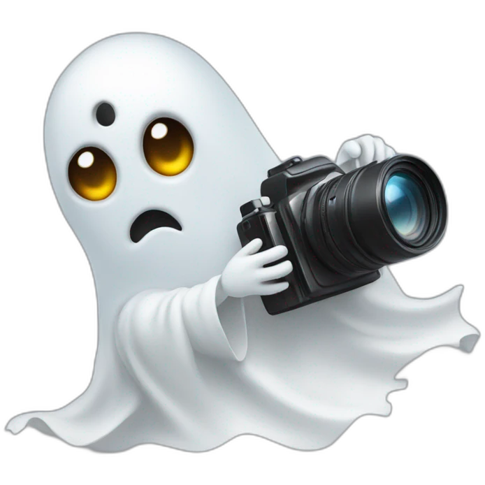 Ghost holding a camera emoji