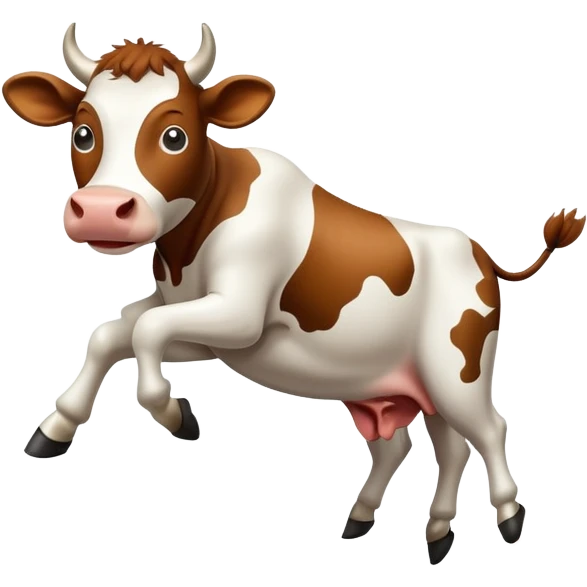 Cow jumping off roof emoji