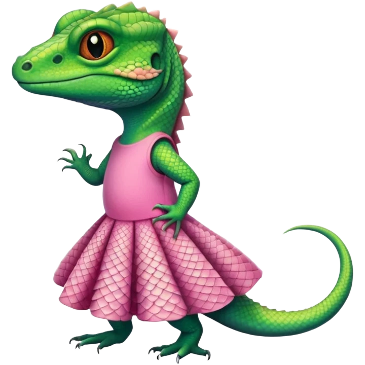 Lizard wears a cute pink dress  emoji