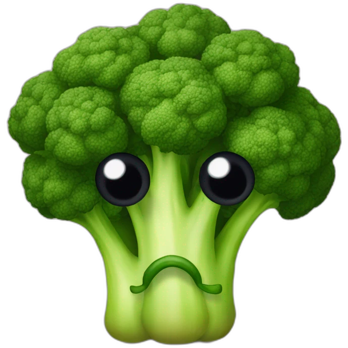 broccoli with eyes a nose and a mouth emoji