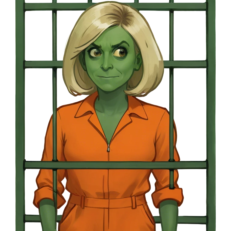 Bridgette macron manly behind bars in an orange jumpsuit emoji