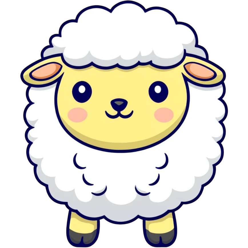 dreamy pastel blue sheep with fluffy wool and sleepy expression, like from a dream emoji