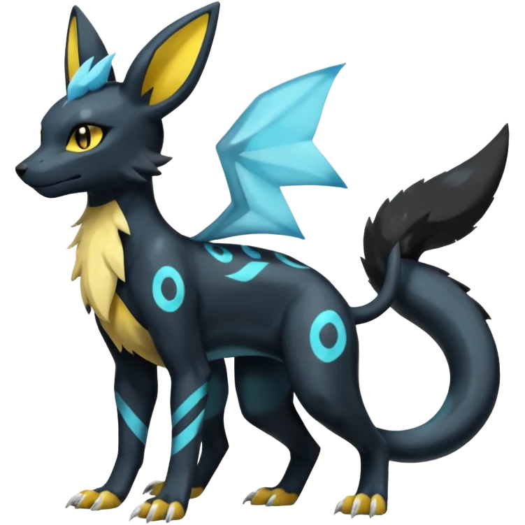 Shiny 4-legged Umbreon-Manectric-Salandit-Zeraora-fusion, full body emoji