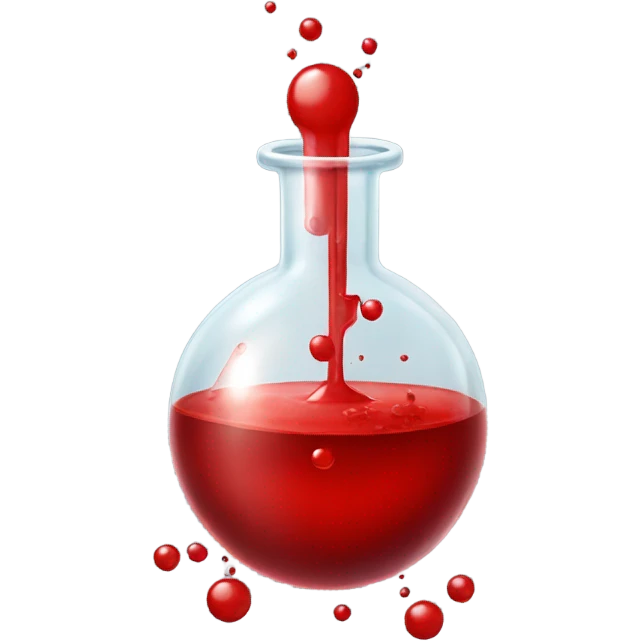 A chemical flask with blood inside and bubbles emoji