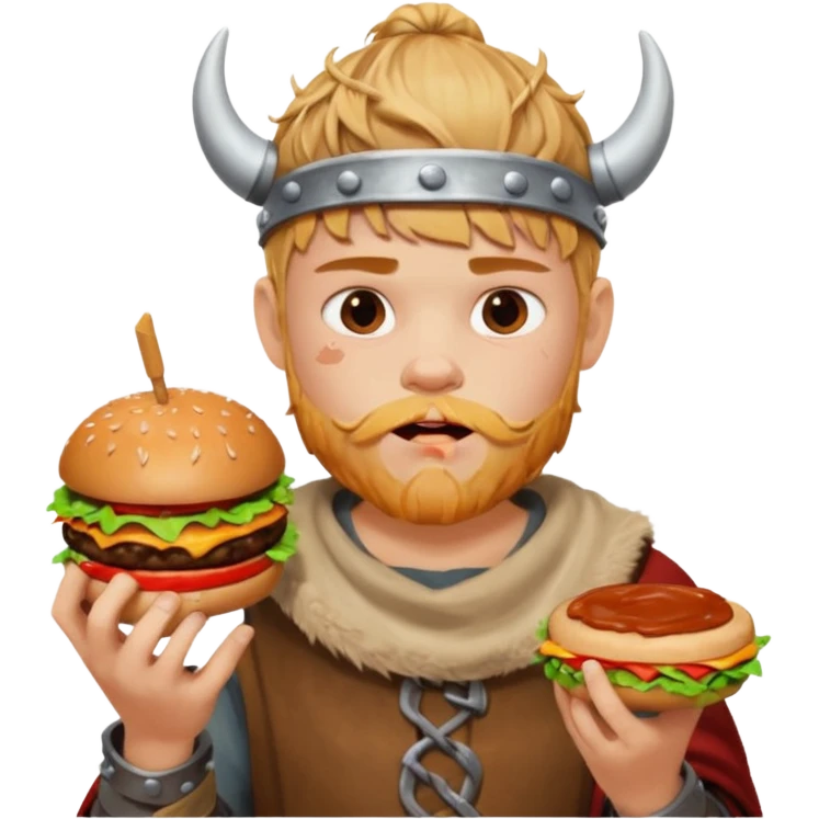 young boy viking eating burger emoji