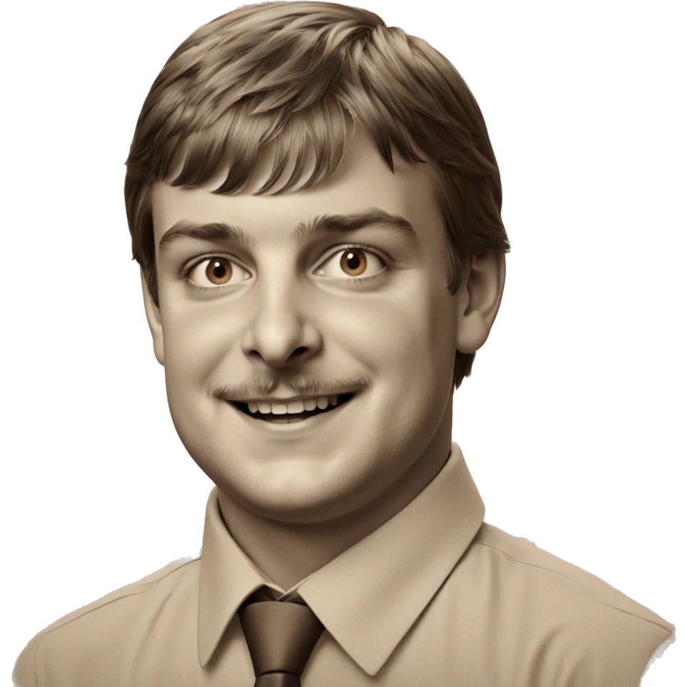 smiling boy in sepia portrait emoji