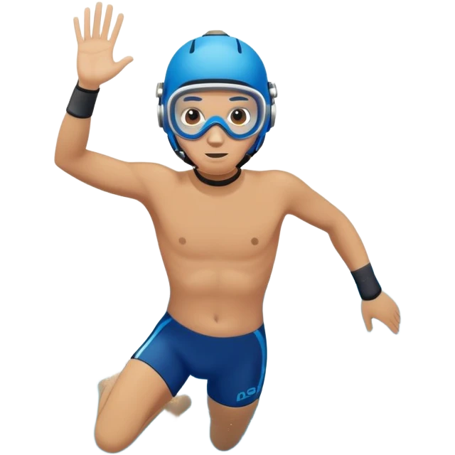 determined pool diver dives into a pool of confidence blue water  emoji
