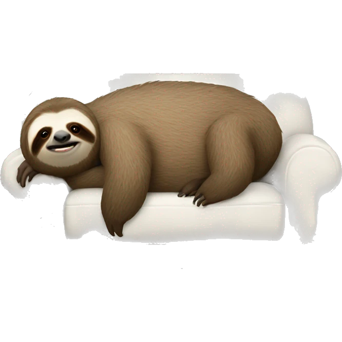 The sloth is lying on the sofa emoji