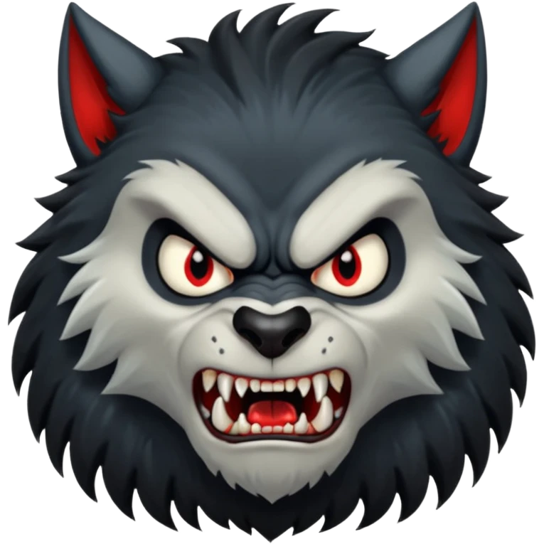 Create an emoji of Werewolf half bodied till waist sharp nails angry face black emoji