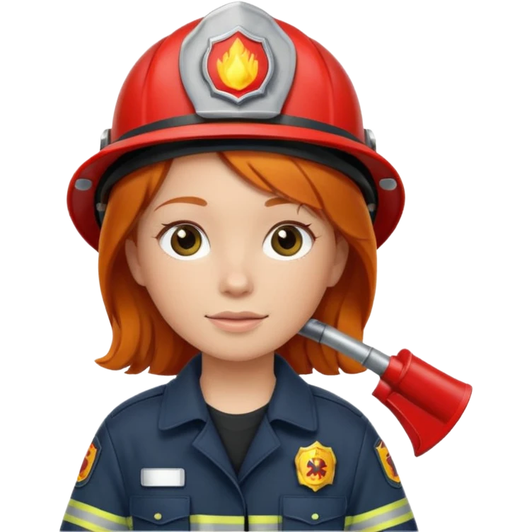 girl fireman with ginger hair emoji