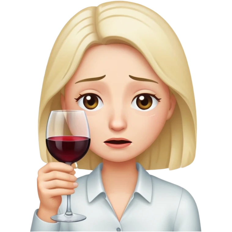 Crying with holding wine glass emoji