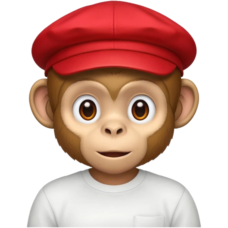 Macaco de camisa branca e boné vermelho  emoji