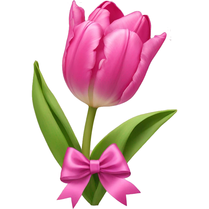 Pink tulips with a bow emoji