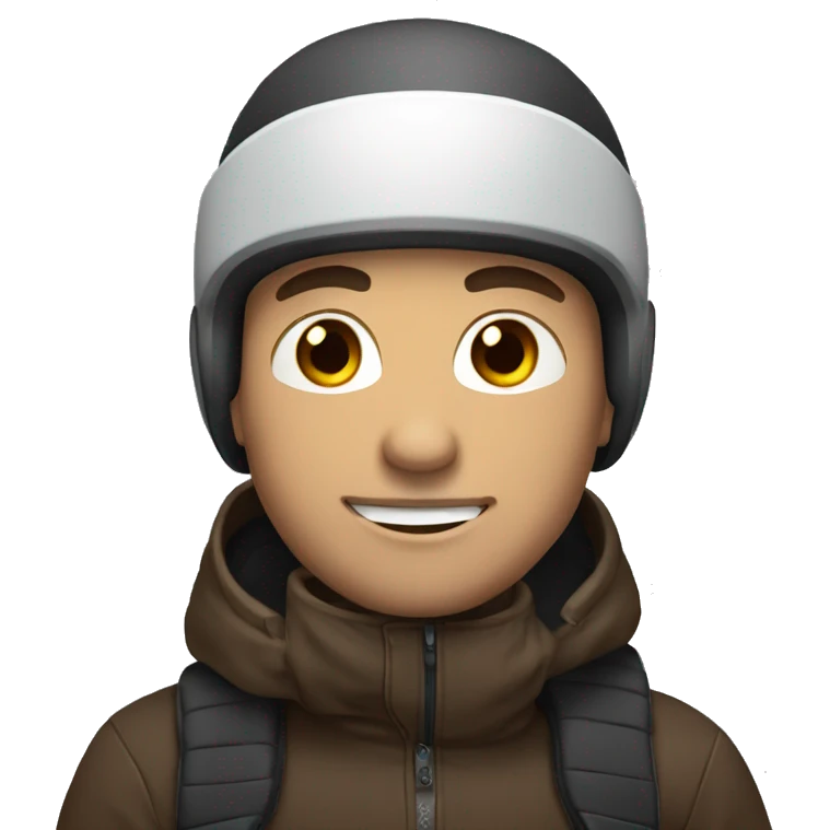Guy on snowboard with dark brown hair white  emoji