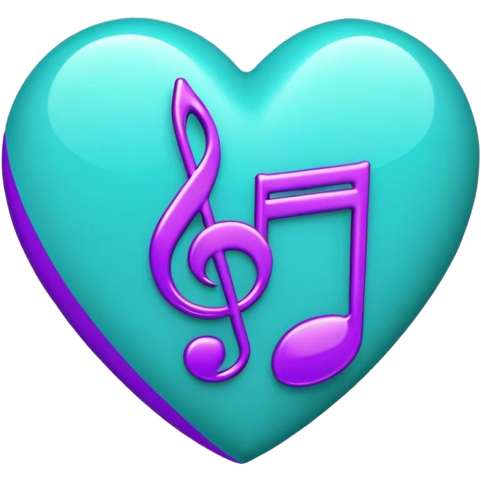 Teal and Purple music heart emoji