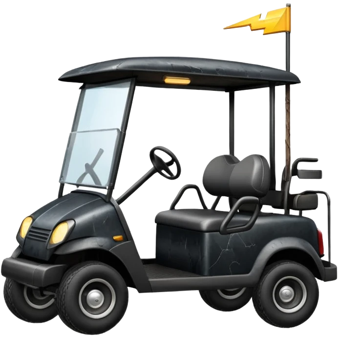 black golf cart with a lightning bolt through it emoji