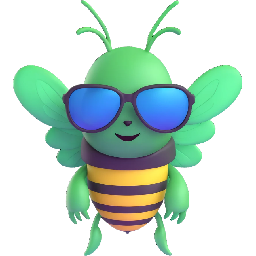 green bee wearing sunglasses emoji