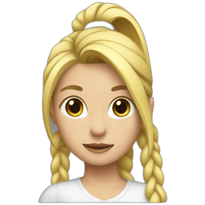 A blonde with a ponytail on her head, emoji
