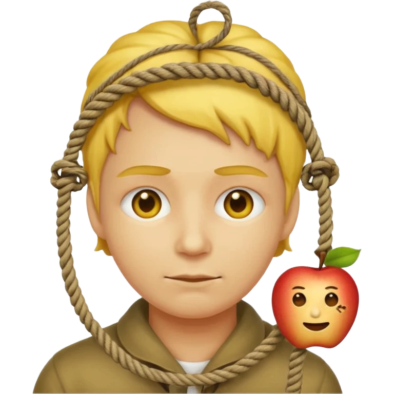 😔 with noose around neck. Apple themed emoji with regular yellowish skin(not completely yellow) only head emoji