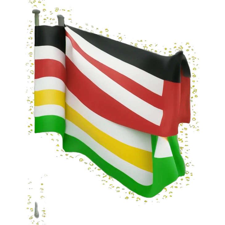 flag with 5 layers. 1st layer full plain red, 2nd layer full plain yellow, 3rd broader than all in white, 4th layer green and 5th layer black. emoji