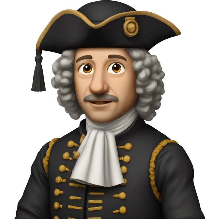 Photorealistic 17th century engineer with drawings emoji