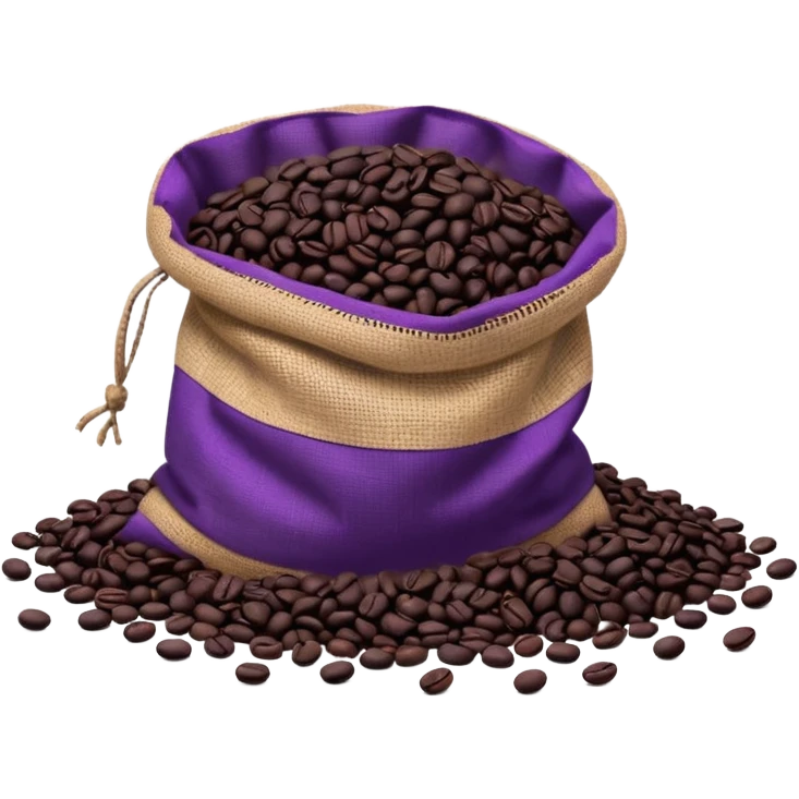 Bag of purple coffee beans on the floor emoji