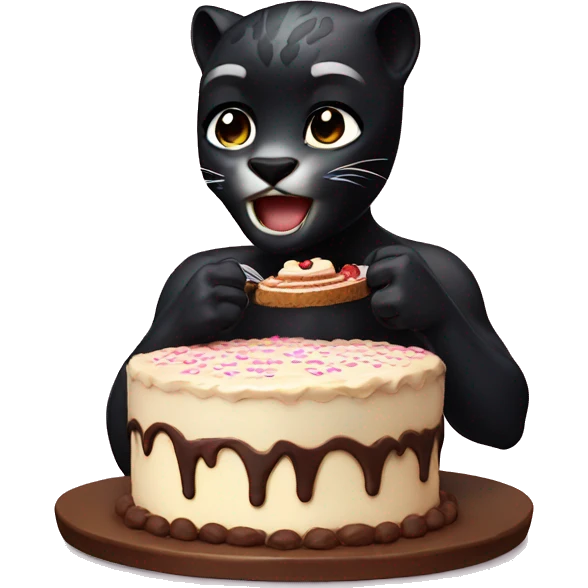 black panther eating cake emoji