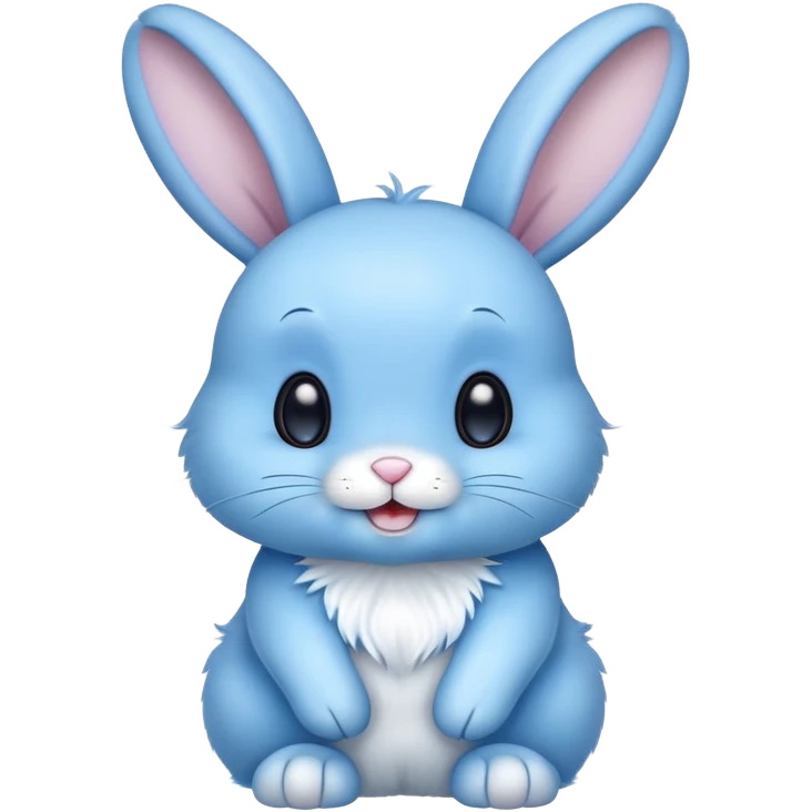cute blue rabbit, light blue bunny rabbit, happy emoji