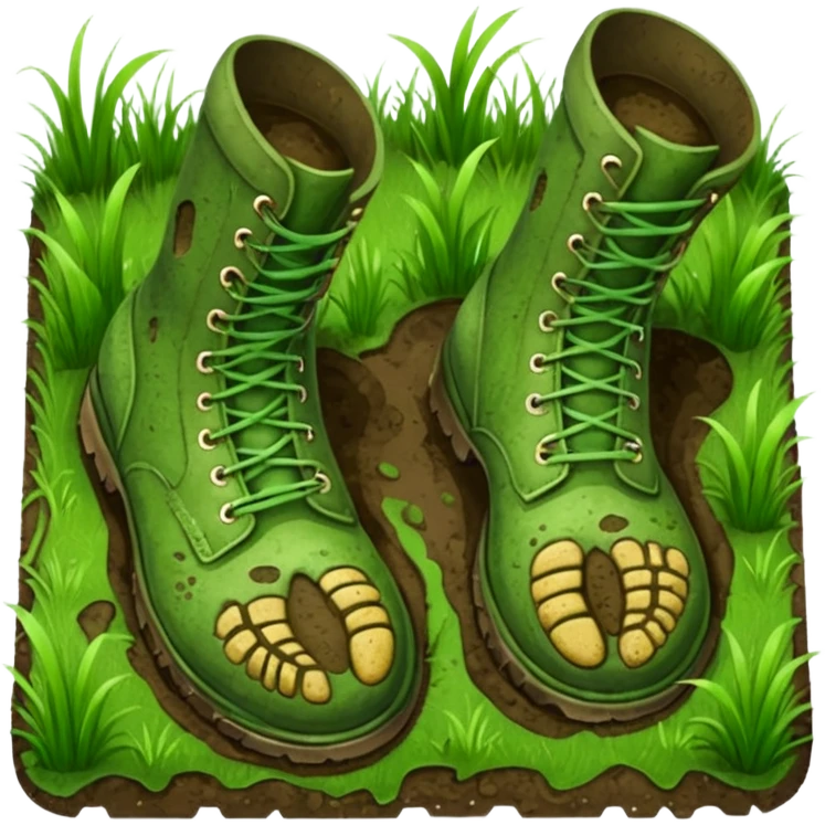 pair of boot shoeprints in the grass emoji