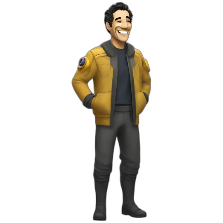 Ben Chaplin sci-fi outfit laughing emoji
