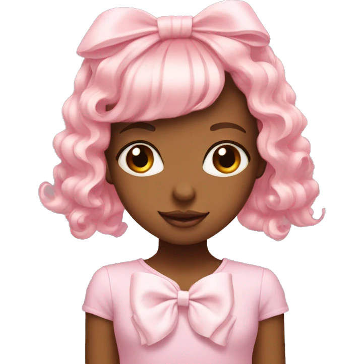Cute light pink bow in girls hair emoji