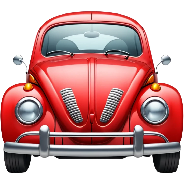 red beetle car with lashes on the headlights  emoji