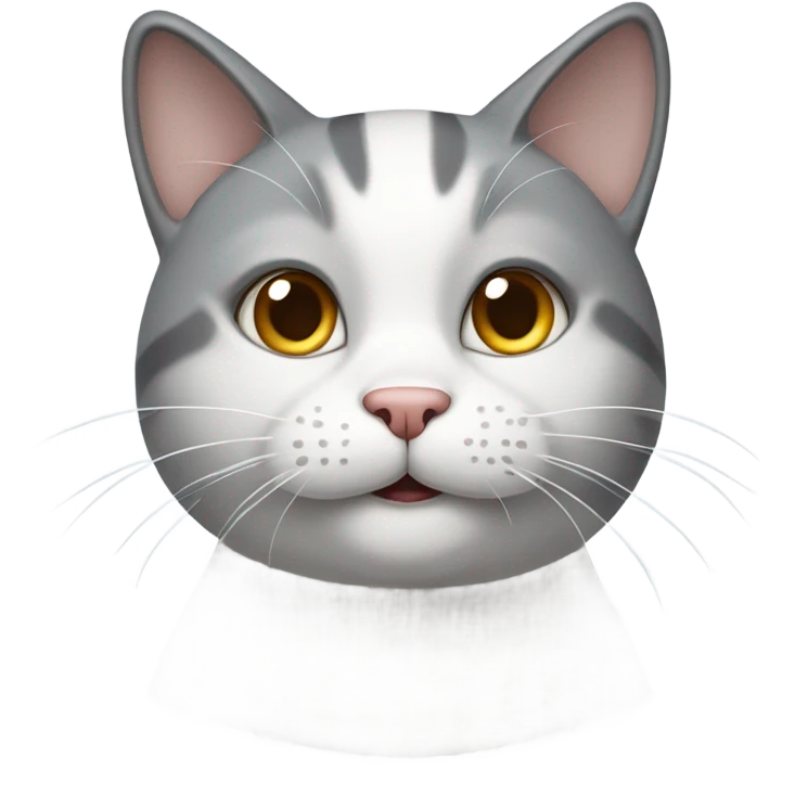 Grey and white cat happy emoji
