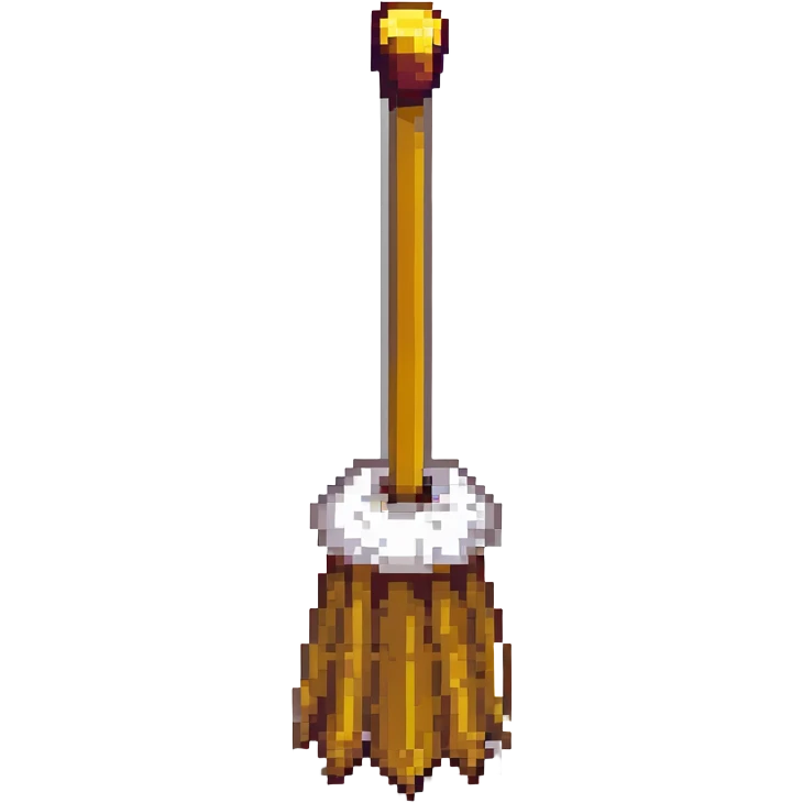simple broom (vasoura), classic 8-bit style, minimal colors, clear outline emoji