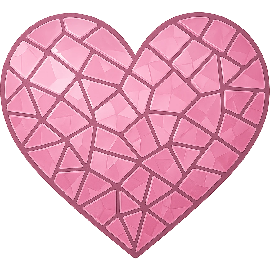 heart with a pink glass mosaic, clean digital illustration, no background emoji