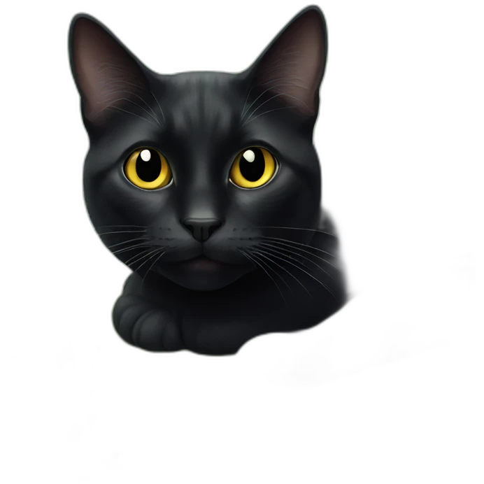 Fantastic black cat with a butterfly emoji