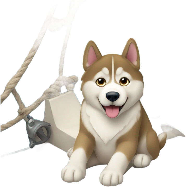 a light dorée  Husky in a sailboat emoji