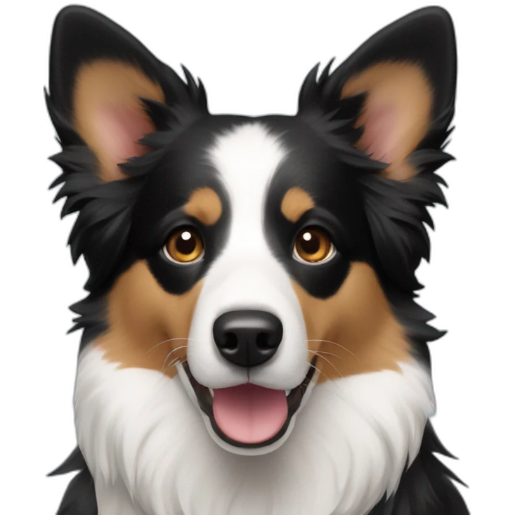 border collie mixed with corgi only face and with only black and white hair emoji