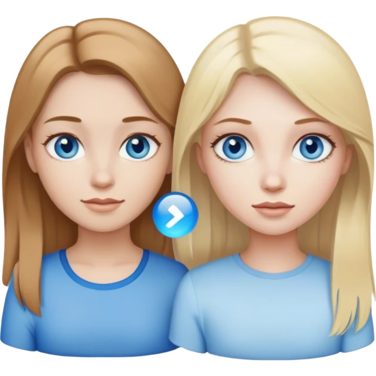 girl with light brown hair, fair skin and blue eyes next to girl with blonde hair, blue eyes and pale skin emoji