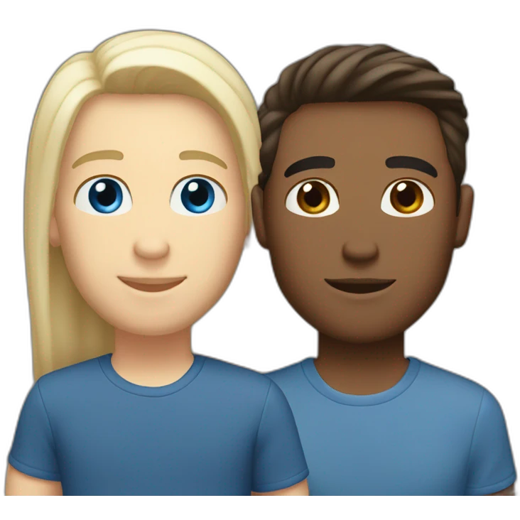 Gay couple, 1 guy brown straight hair brown eyes, 1 guy white blonde hair blue eyes emoji