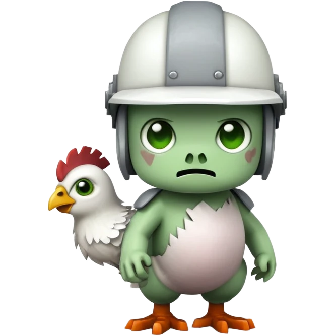 baby square Minecraft zombie on a tiny white chicken emoji
