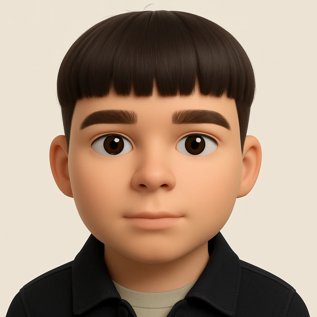Create a realistic 3D emoji based on the provided photo. Preserve facial details, remove acne and mustache, and dress the figure in a black denim jacket. The style should resemble Microsoft 3D emoji style. emoji