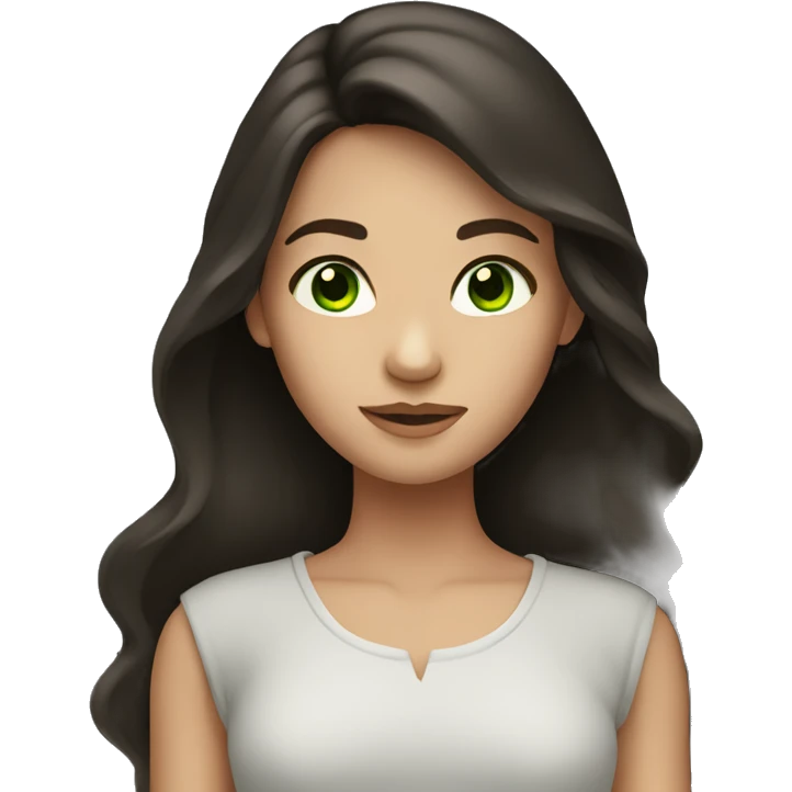 girl with dark brown long hair and green eyes emoji