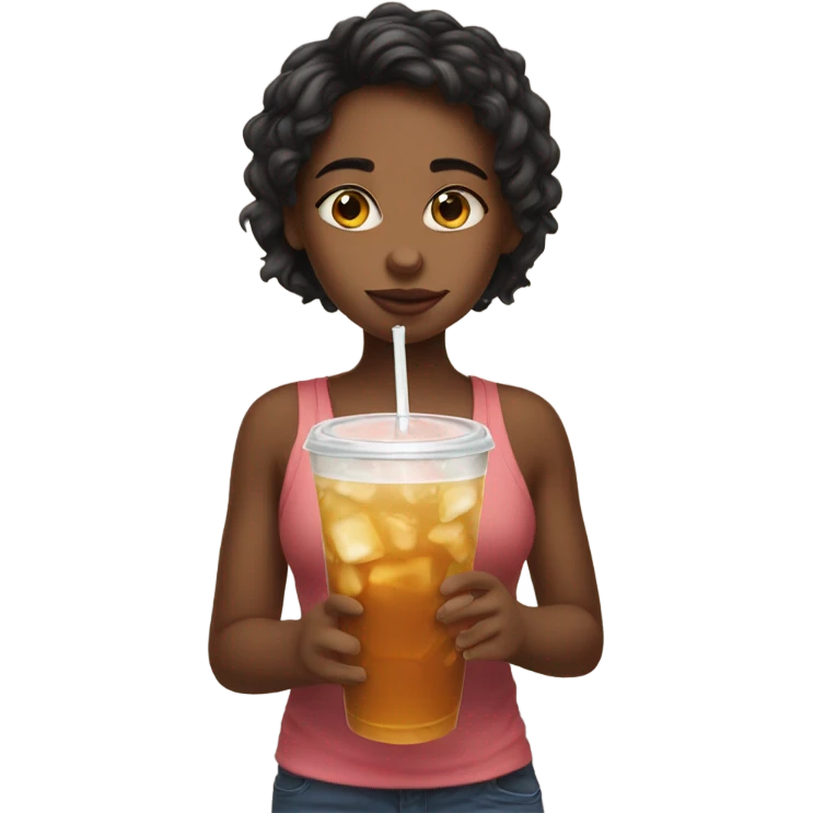 Short girl drinking icedtea emoji