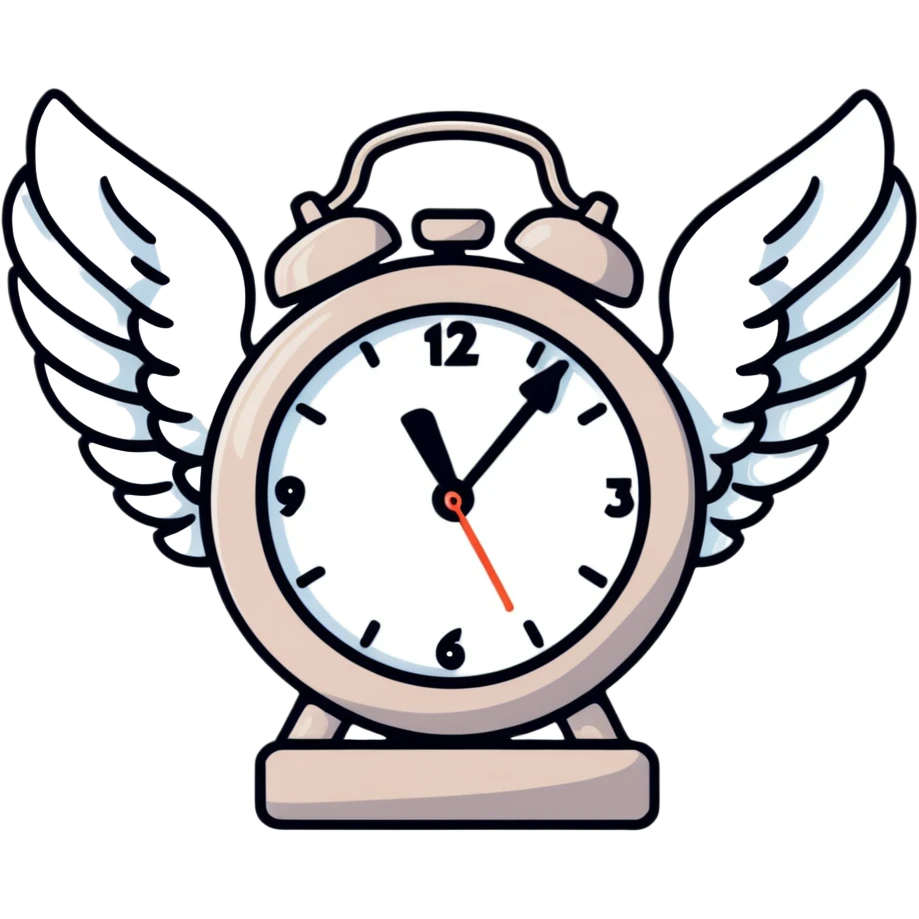 clock with angel wings emoji