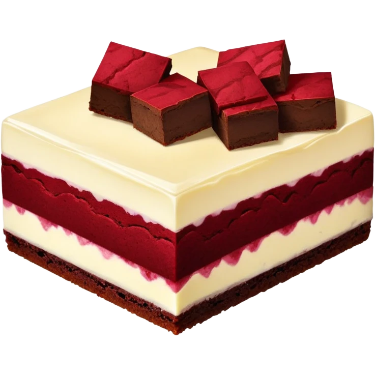a red velvet and cheesecake brownie emoji